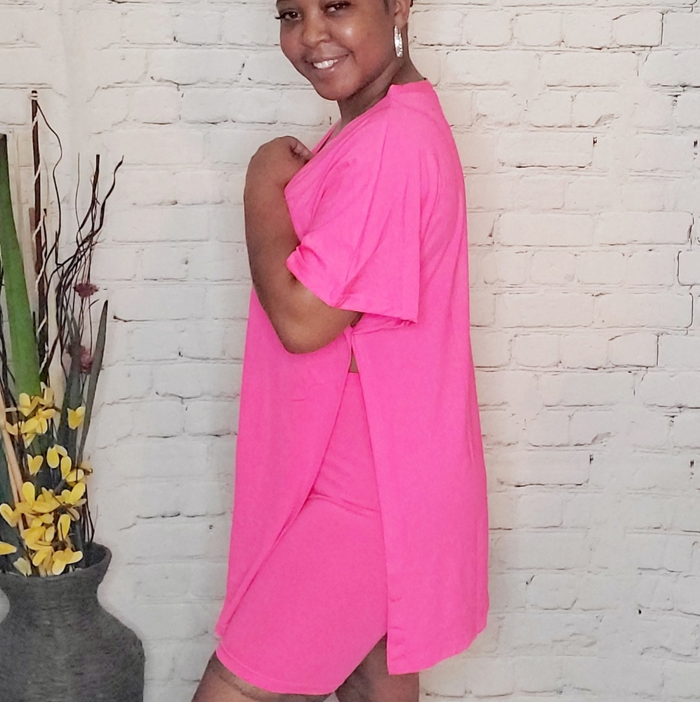 Nwt Pink Biker Set